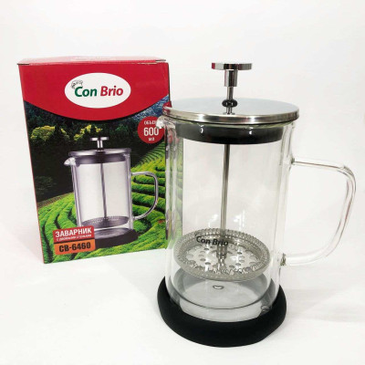 Френч-прес із подвійними стінками Con Brio CB-6460 600 мл, Френч-прес для міцної кави китайський заварник 