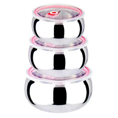 Набір із 3 сталевих судочків UNIQUE UN-1516 нержавіюча сталь Набір із 3 сталевих судочків UNIQUE UN-1516 нержавіюча сталь