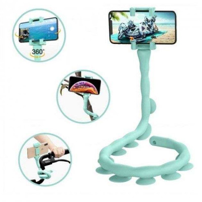 Гнучкий тримач для телефону з універсальними присосками Cute Worm Lazy Holder. Колір блакитний 