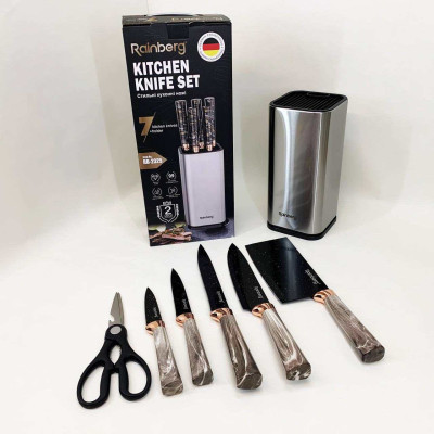 Набір ножів з нержавіючої сталі з основою Rainberg RB-2325 Gray Набір ножів з нержавіючої сталі з основою Rainberg RB-2325 Gray
