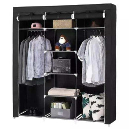 Шафа тканинна 3 секції складана з каркасом STORAGE WARDROBE 175 х 130 х 45 см. Колір: чорний Шафа тканинна 3 секції складана з каркасом STORAGE WARDROBE 175 х 130 х 45 см. Колір: чорний