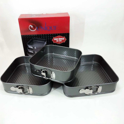 Набір квадратних роз'ємних форм для випікання Unique UN-1704 20/22/24 см Набір квадратних роз'ємних форм для випікання Unique UN-1704 20/22/24 см