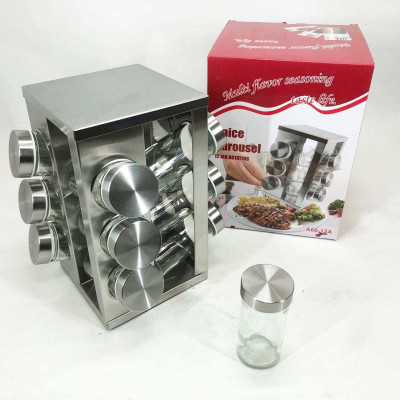 Набір ємностей для спецій на основі UNIQUE 12 в 1 Квадрат Органайзер для приправ, Стійка для спецій 