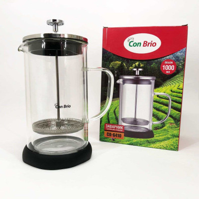 Заварник з подвійними стінками Con Brio 1л CB-6410, Френч-прес з поршнем, Френч-прес з ручкою 