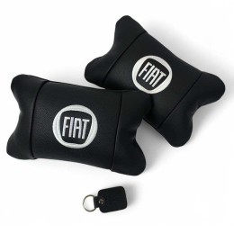 Набір подушок Fiat з натуральної шкіри + вишивка логотипу та шкіряний брелок у подарунок