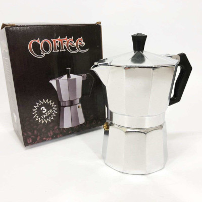 Гейзерна кавоварка UNIQUE UN-1911 алюмінієвий корпус 3 порції для меленої кави 