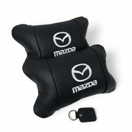 Набір шкіряних подушок Mazda з вишивкою логотипу + подарунок – шкіряний брелок Набір шкіряних подушок Mazda з вишивкою логотипу + подарунок – шкіряний брелок