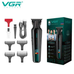 Професійний триммер для бороди та вусів з керамікою VGR V-930 насадки 1-7 мм. Колір: зелений Професійний триммер для бороди та вусів з керамікою VGR V-930 насадки 1-7 мм. Колір: зелений