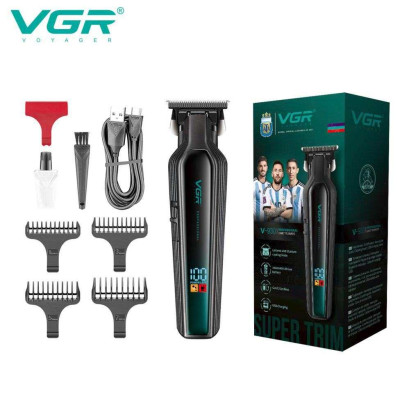 Професійний триммер для бороди та вусів з керамікою VGR V-930 насадки 1-7 мм. Колір: зелений Професійний триммер для бороди та вусів з керамікою VGR V-930 насадки 1-7 мм. Колір: зелений