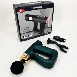 Ударний Перкусійний масажер для тіла та м'язів Масажний пістолет EM HB-007 акумуляторний зелений Ударний Перкусійний масажер для тіла та м'язів Масажний пістолет EM HB-007 акумуляторний зелений