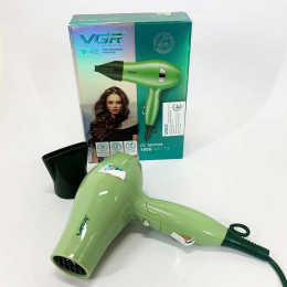 Фен для волосся дорожній VGR V-432 GREEN, з концентратором 1000 Вт, іонізація та 2 режими. Колір: зелений