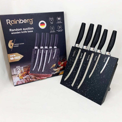 Набір ножів Rainberg RB-2322 з нержавіючої сталі з магнітною основою Black 