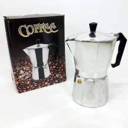 Кавоварка гейзерна з нержавіючої сталі UNIQUE UN-1912 270 мл, Гейзерна кавоварка 3 чашки