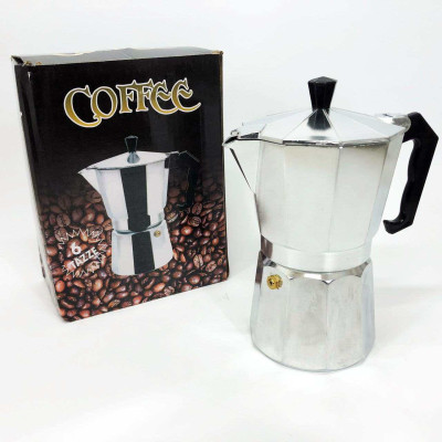 Кавоварка гейзерна з нержавіючої сталі UNIQUE UN-1912 270 мл, Гейзерна кавоварка 3 чашки 