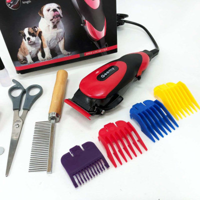 Машинка Gemei GM-1023 для стрижки тварин з 4 насадками для будь-якого типу вовни + ножиці та гребінець 