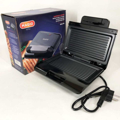 Бутербродниця MAGIO MG-378 750 Вт з антипригарним покриттям, Настільний гриль електричний-притискний 