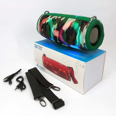 Портативна колонка TG642 з RGB підсвічуванням та ремінцем, колонка для вечірки. Колір: камуфляж 