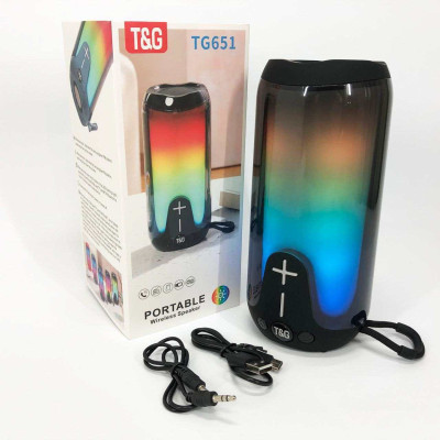 Bluetooth-колонка TG651 з RGB ПІДСВІТКОМ, акумуляторна колонка для музики, для вечірки. Колір: чорний 