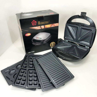 Мультипекар вафельниця бутербродниця сендвічниця гриль електрична 4 в 1 з формами Domotec MS-7704 