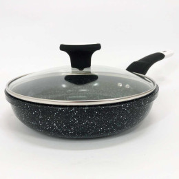 Сковорода UNIQUE UN-5143 20 см з кришкою з антипригарним гранітним покриттям, для всіх видів плит