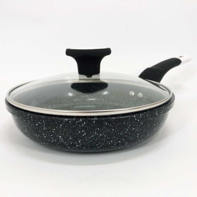 Сковорода UNIQUE UN-5143 20 см з кришкою з антипригарним гранітним покриттям, для всіх видів плит 