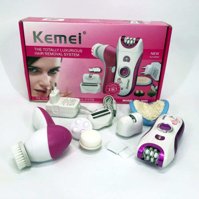 Епілятор жіночий багатофункціональний 6 в 1 пінцетний Kemei KM-3066 Х масажер догляд за шкірою 2 швидкості 