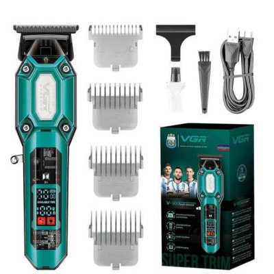 Акумуляторна машинка для стрижки VGR V-900 з дисплеєм, бездротова для стрижки волосся 