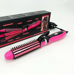 Плойка-праска 3в1 Geemy GM-2922, Сучасні щипці для завивки волосся, Прилад для завивки. Колір: рожевий