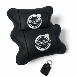 Набір шкіряних подушок Volvo + брелок у подарунок, Автоподушки Volvo з вишивкою Набір шкіряних подушок Volvo + брелок у подарунок, Автоподушки Volvo з вишивкою