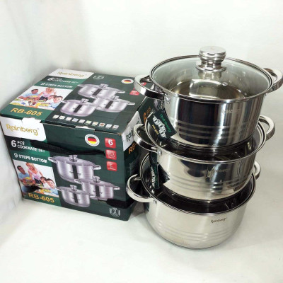 Набір каструль Rainberg RB-605 капсульне 9-ти шарове дно Набір каструль Rainberg RB-605 капсульне 9-ти шарове дно