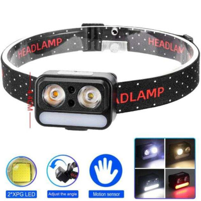 Ліхтар налобний 2069-XPG+XPG+5SMD Motion sensor 