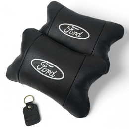 Набір автомобільних подушок 2шт для Ford, натуральна шкіра, стильні підголовники для зручної поїздки Форд