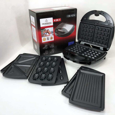 Мультимейкер 4 В 1 Crownberg CB-1074 750Вт Гриль Сендвічниця Вафельниця 