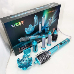 Фен-стайлер для волосся 7в1 VGR V-477 Blue Professional 1400 Вт 7 насадок Фен-стайлер для волосся 7в1 VGR V-477 Blue Professional 1400 Вт 7 насадок