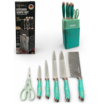 Набір ножів з нержавіючої сталі з основою Rainberg RB-2326 Green 