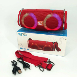 Портативна колонка TG642 з RGB підсвічуванням та ремінцем, портативна блютус колонка. Колір: червоний Портативна колонка TG642 з RGB підсвічуванням та ремінцем, портативна блютус колонка. Колір: червоний