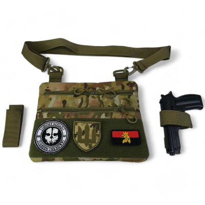 Сумка-кобура мультикам наплічна з липучкою для шевронів, тактична сумка чоловіча з кордури Сумка-кобура мультикам наплічна з липучкою для шевронів, тактична сумка чоловіча з кордури