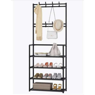 Вішалка підлогова стійка в передпокій додаткова металева полиця під взуття 150х60х28см 