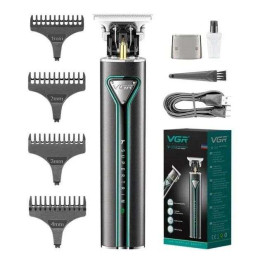 Професійна акумуляторна машинка для стрижки VGR V-009 тример для бороди та вусів. Колір: зелений