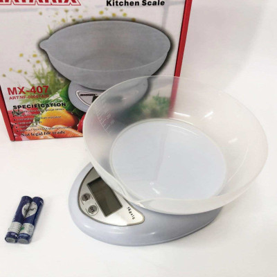 Кухонні електронні ваги з чашею до 5 кг Matarix MX-407, Компактні електронні кухонні ваги 