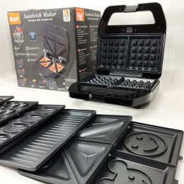 Мультимейкер RAF R.552 – 7 в 1: вафельниця, гриль, сендвічниця, пончики, горіхи, кекси, печиво, 800 Вт