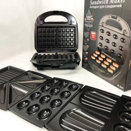 Мультимейкер 6в1 RAF R.541 Гриль притискний сендвічниця вафельниця ліщина бутербродниця
