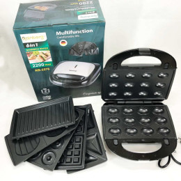 Мультимейкер бутербродниця 6 в 1 Rainberg RB-2276 знімні форми з антипригарним покриттям 2200 Вт