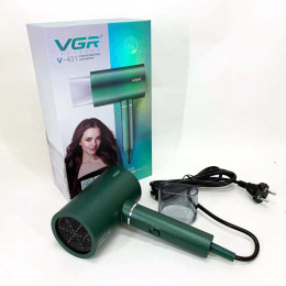 Професійний фен для волосся VGR V-431 потужністю 1600-1800 Вт із режимом холодного повітря. Колір: зелений