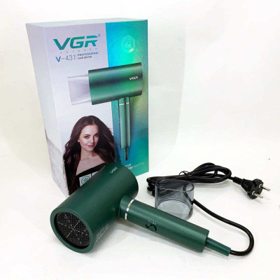 Професійний фен для волосся VGR V-431 потужністю 1600-1800 Вт із режимом холодного повітря. Колір: зелений 