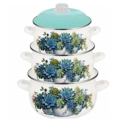 Набір із трьох емальованих каструль Edenberg EB-1886 Набір із трьох емальованих каструль Edenberg EB-1886