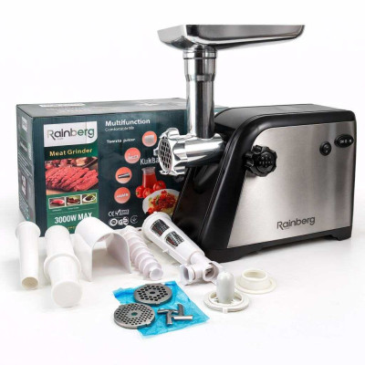 М'ясорубка Rainberg RB-672 3000W електрична з реверсом та соковижималкою, м'ясорубка електрична метал 