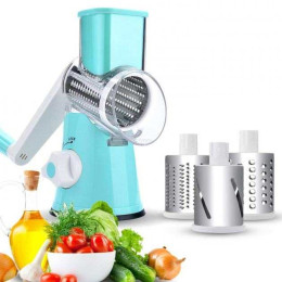 Овочерізка мультислайсер Tabletop Drum Grater Kitchen Master Терка для овочів та фруктів 3 насадки. Колір: блакитний Овочерізка мультислайсер Tabletop Drum Grater Kitchen Master Терка для овочів та фруктів 3 насадки. Колір: блакитний