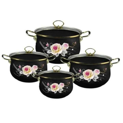 Набір емальованих каструль Edenberg 4 штуки з кришками 2.3/3/4/5 л 8 предметів Набір емальованих каструль Edenberg 4 штуки з кришками 2.3/3/4/5 л 8 предметів