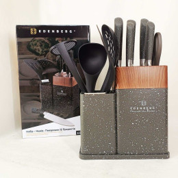 Набір кухонних ножів Edenberg EB-11098 із 12 предметів на стійці Gray